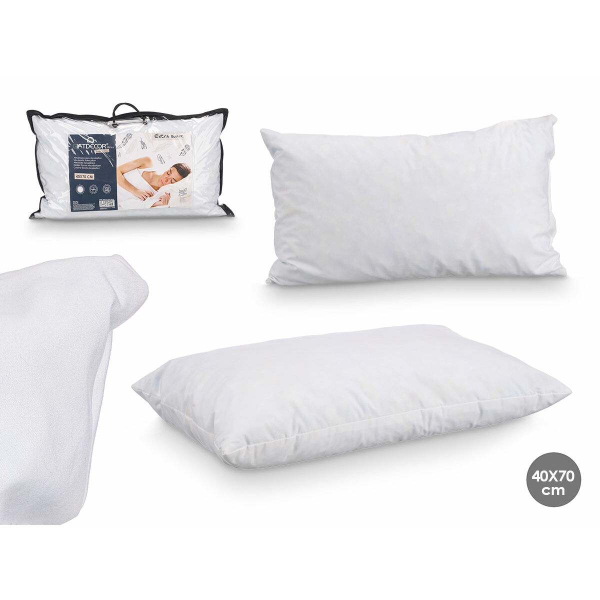 Almohada Viscoelástica Gift Decor Blanco 70 x 40 cm (6 Unidades) - 3